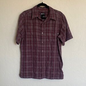 Marmot Men's Maroon Plaid Short Sleeve Button-Up Shirt Size M
